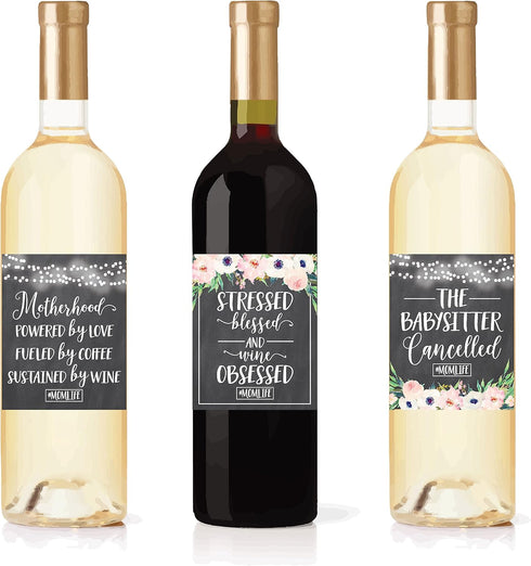 Hadley Designs 6 Chalk Mommy's First Milestone Stickers or Wine Labels, Great Gift Ideas for Mom to Be, Funny Mom's First Moments Having New Baby ...