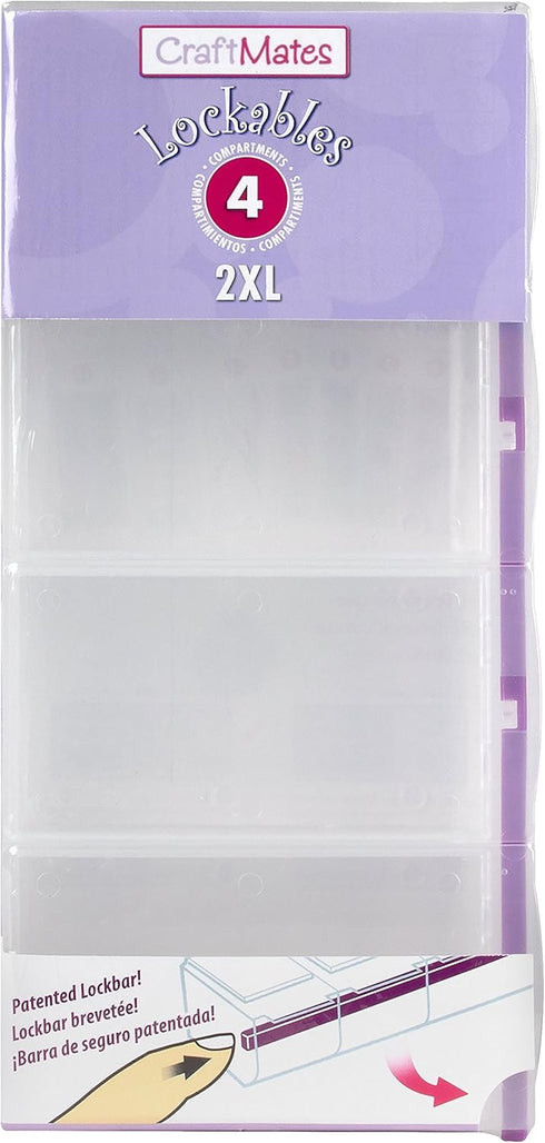 Craft Mates Bead Organizer and Plastic Containers Craft & Sewing Supplies Storage, 4 Locking Compartments (2XL), Clear Lids...