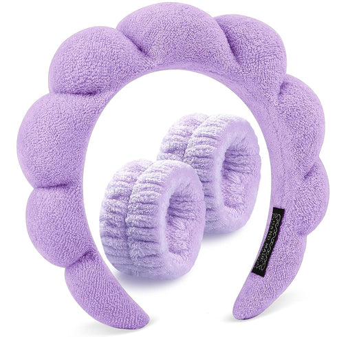 Spa Headband Face Wash Bubble Skincare Set, Makeup Skin Care Hair Accessories For Women, Sponge Puffy Grwm Get Ready Hair Band, Self Care Gifts Fo...