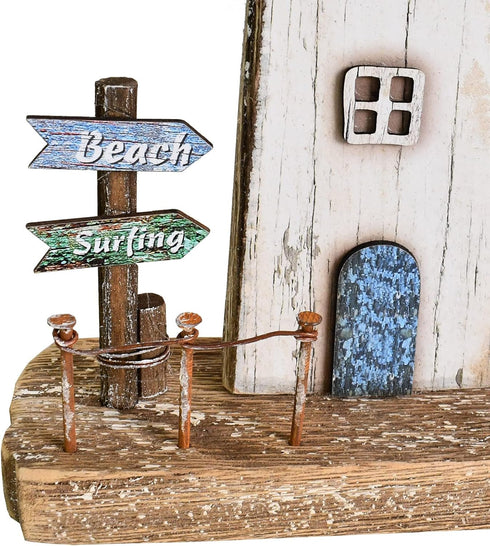 Decorative Lighthouse for Home Decor, 10.16" H Rustic Wood Light House Sculpture Figurine Tabletop Centerpiece Nautical Beach Decorations for Livi...