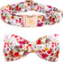 Elegant little tail Dog Collar, Pink Rose Print Pet Collar Summer Dog Collar Durable Metal Buckle Dog Collars Cotton Pet Adjustable Dog Collars fo...