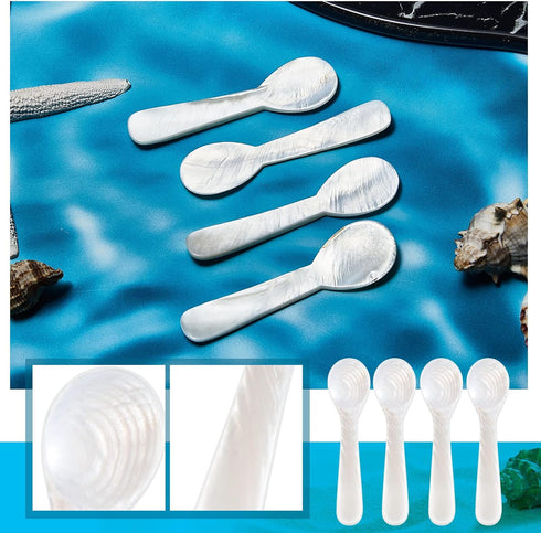 Set of Caviar Spoons Shell Spoon Mother of Pearl Caviar Spoons W Round Handle for Caviar, Egg, Ice Cream, Coffee, Restaurant Serving (20 Pieces,2....