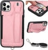 TOOVREN Wallet Case for iPhone 12 Pro Max Lanyard Case with Leather PU Card Holder Stand Adjustable Detachable Phone Neck Strap, Phone Protective ...