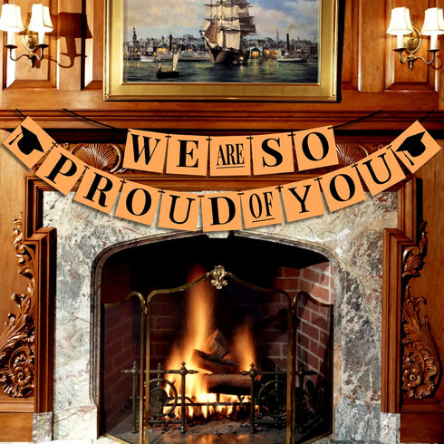 KatchOn, We Are So Proud Of You Banner - Big, 14 Feet, No DIY | Congratulations Banner, Black Orange Grad Decorations | Congratulations Decoration...