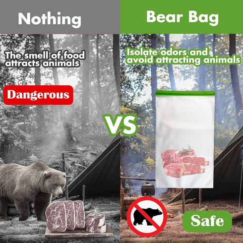 Odor Proof Food Storage Bear Bags Reusable Zipper Barrier Bags Airtight Bags Keep Fresh and Waterproof for Backpacking, Camping, Outdoor Bear Proo...