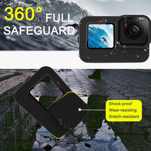 Accessories Kit for Go Pro Hero 12/Hero 11/Hero 10/Hero 9 Black,2-Pack(6pcs) Screen Protector Silicone Sleeve Protective Case with Lens Cover Cap ...