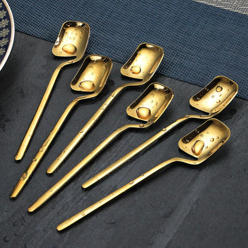IQCWOOD Coffee Spoons, 5.6 Inches Demitasse Espresso Stainless Steel Small Spoon, Gold Teaspoons for Dessert, Sugar, Tea, Ice Cream, Set of 6...