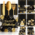 36 Pcs Black and Gold Birthday Party Favors Silverware Holder Bags Paper Utensil Cutlery Holder Disposable Knife Fork Spoon Sleeves Pocket for Hap...