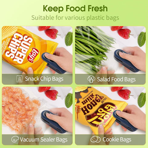 Mini Bag Sealer, Rechargeable 2 in 1 Bag Sealer Heat Seal with Cutter, Portable Bag Resealer for Chip Bags, Plastic Bag Sealer Machine for Snacks ...