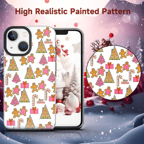 Christmas Case for iPhone 13 Mini,Girly Cute Gingerbread Men Phone Case,Soft TPU Back Scratch Resistant Anti-Drop Bumper Clear Phone Cover Slim Fi...