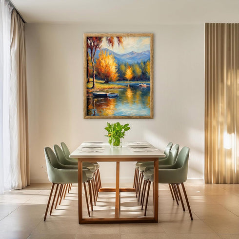 Posterizer 1 pcs- lake scene-nature-oil painting style 3-Landscape & Nature Art-Floral Botanical Art- Decor for Home & Office- unframed wall art...