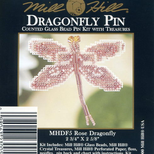 Rose Dragonfly Beaded Counted Cross Stitch Ornament Kit Mill Hill 2000 Spring Bouquet MHDF5...