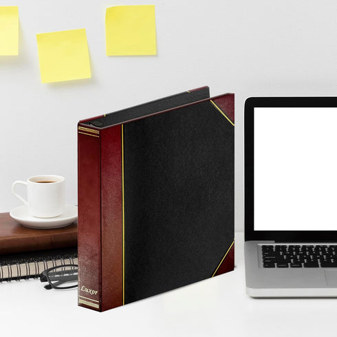 Performore Professional Luxor 3 Ring Binder 1.5 Inch Locking Slant Angle D-Rings, Maroon Turned Edge Flat, Durable Heavy Duty Presentation Folder ...