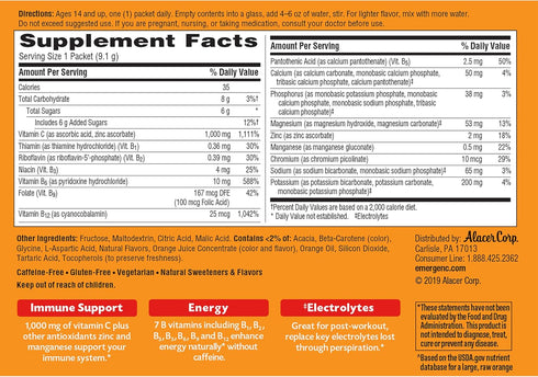 Emergen-C 1000mg Vitamin C Powder for Daily Immune Support Caffeine Free Vitamin C Supplements with Zinc and Manganese, B Vitamins and Electrolyte...