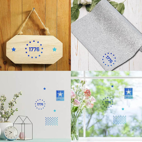 GORGECRAFT 6.3 Inch Independence Day Metal Stencils American Flag 50 Star and 13 Stars 1776 Stainless Steel USA Army Templates for Wood Burning En...