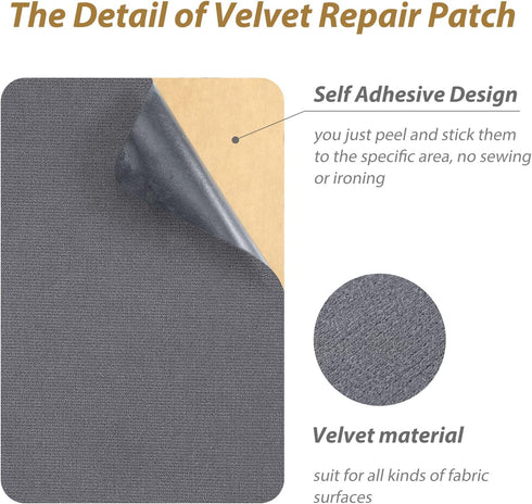 6 Pieces Upholstery Patch Sofa Couch Carpet Scratches Velvet Patch Repair Self Adhesive Flannel Fabric Furniture Car Seats Jeans Hand Bag Jackets,...