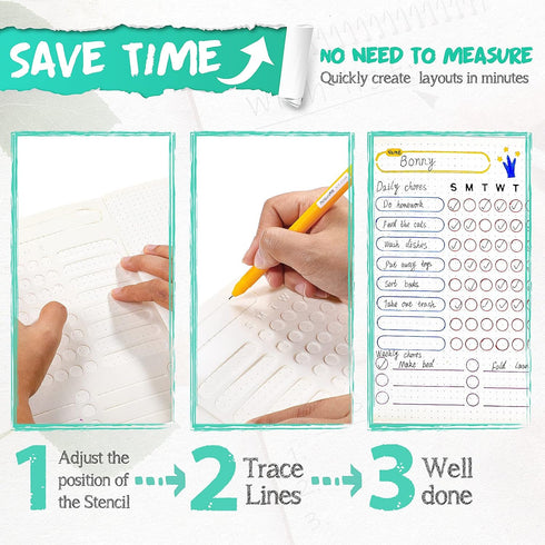 24 Pieces Journal Stencil Set Plastic Planner Bullet Journaling Stencils Ultimate Productivity Stencil DIY Templates to Create Calendars Schedule ...