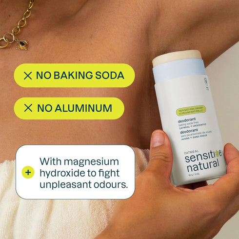 ATTITUDE Baking Soda Free Deodorant for Sensitive Skin with Oatmeal, EWG Verified, Aluminum Free, Plastic-Free, Unscented, 3 Ounces...