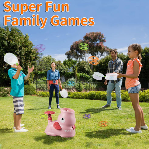 Outdoor Toys for Kids Ages 4-8, Flying Disc Launcher Toy for Kids with 8 Flying Discs 2 Net Pockets Kids Outside Toys for 4 5 6 7 8 Years Old Kids...