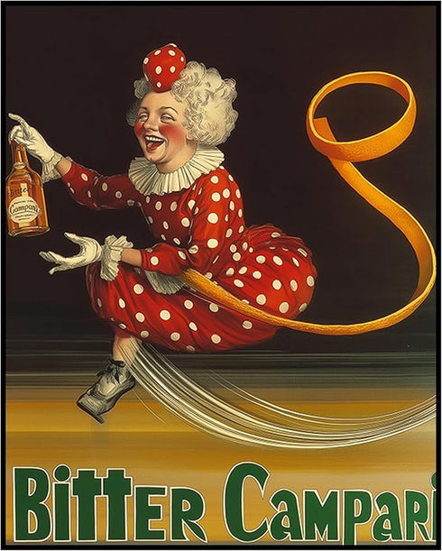 Posterizer 1 pcs-advertisement for "Bitter Campari" with a clown 2-Kitchen & Bar Art-Retro Art-Art Poster Print for Home, Office, Store, Bar- unfr...