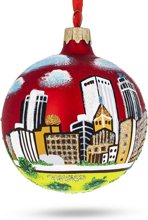Tulsa, Oklahoma, USA Glass Christmas Ornament 3.25 Inches...