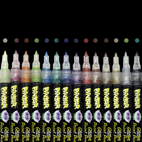PINTAR Glitter Pens for Adults and Kids - Glitter Stylus Pens - Extra Fine 0.7mm Tip Paint Pens - Acrylic Glitter Markers - Acrylic Paint Pens for...