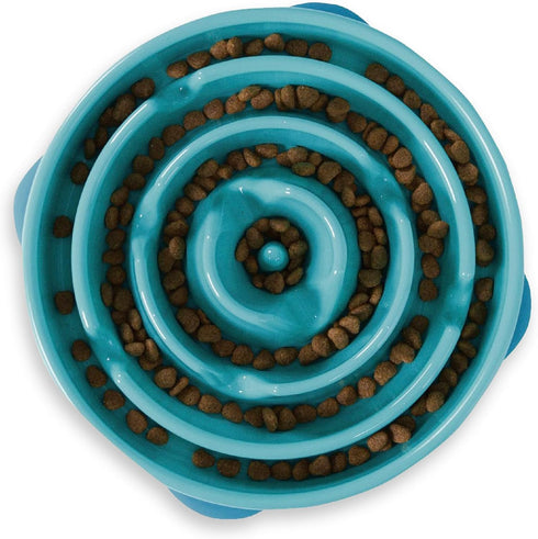 Outward Hound Fun Feeder Slo Bowl, Slow Feeder Dog Bowl, Large/Regular, Turquoise...
