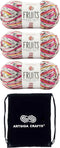 Premier Yarns Fruits Dragon Fruit 2052-02 (3-Skeins - Same Dye Lot) Weight #1 Acrylic Yarn for Crocheting and Knitting - Bundle with 1 Artsiga Cra...