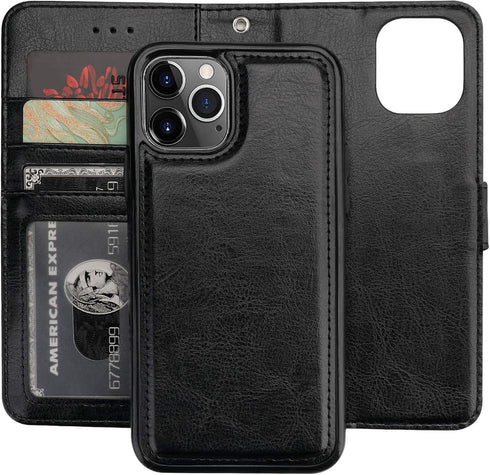 Bocasal for iPhone 11 Pro Wallet Case with Card Holder PU Leather Magnetic Detachable Kickstand Shockproof Wrist Strap Removable Flip Cover for iP...