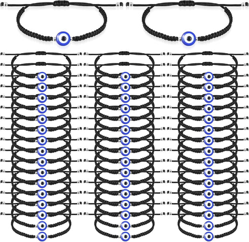 50pcs Evil Eye Bracelets Bulk Valentines Gift Adjustable Couples Bracelets Lucky Bracelet with Evil Eye Charm Protect Kabbalah Bracelet for Men Wo...