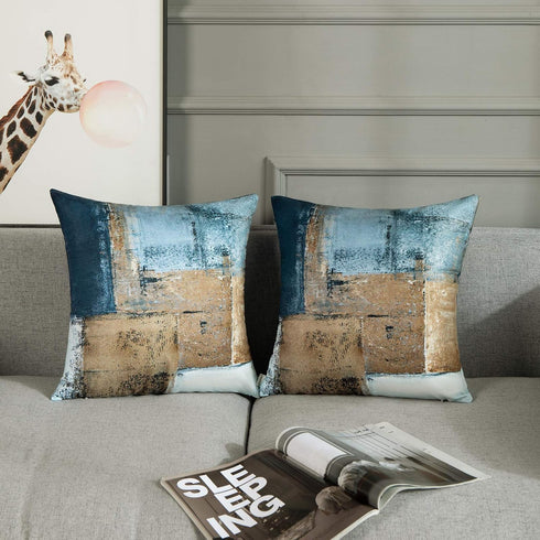 Britimes Throw Pillow Covers Modern Home Art Decor, 18 x 18 Inches Set of 2 Pillow Cases Decorative, Abstract Oil Painting Pillowcases for Bedroom...