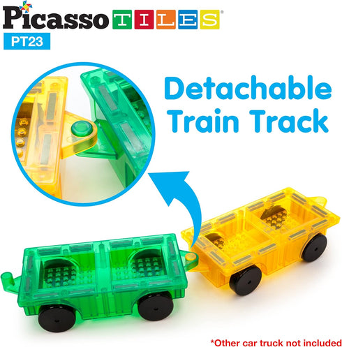 PicassoTiles Magnetic Car Play Set with Action Figures for Kids 3+ - STEM Building Block Vehicle Toy...