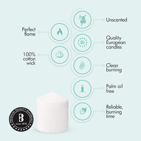 BOLSIUS 6 Ivory Pillar Candles Bulk - 3x3 Inches Candle Set - 25+ Hours Clean Burning - No Palm Oil - 0% Animal Fat - Premium European Quality - U...