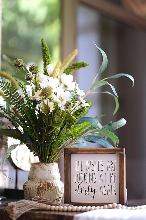 Lavender Inspired The Dishes are Looking at Me Dirty Again -Funny Kitchen Signs-Mini Farmhouse Framed Kitchen Decor-Tiered Tray Sign-Kitchen Count...