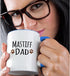 3dRose (mug_153948_6) Mastiff Dog Dad - Doggie by breed - brown muddy paw prints - doggy lover - proud pet owner love - Two Tone Blue Mug, 11oz...