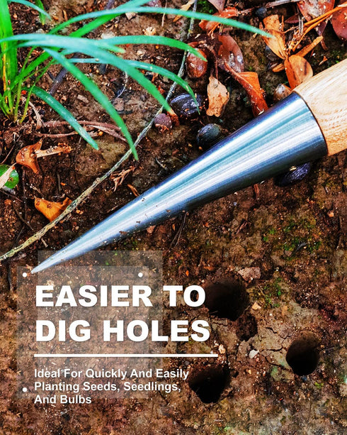 Dibber Garden Tool Seed Planter Tool T-Handle for Making Holes Planting Small Seedling Modules and Bulbs Sowing Bigger Seeds Smaller Bulb Transpla...