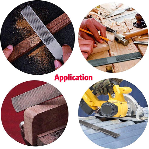 Wood Rasp File 4 Way Premium Grade High Carbon Hand File and Round Rasp, Half Round Flat & Needle Files Wood Rasp Set for Sharping Wood and Metal ...