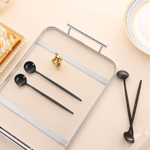 4 PCS 6.7 Inches Satin Black Stainless Steel 18/10 Coffee Spoons,Iced Tea Spoon,Espresso Stirring Spoon,Matte Black SS304 Teaspoons,Dessert Spoon,...