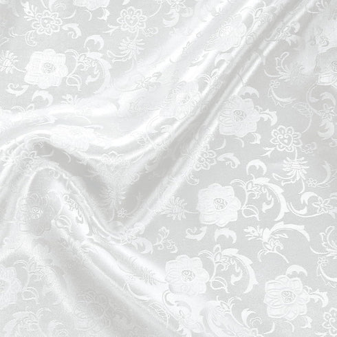White Satin Jacquard Fabric 2 Yard, 60 Inch Wide Shiny Cloth Fabric, Sunflower Pattern Silky Brocade Fabric for Tablecloth, Table Runner, Napkins,...