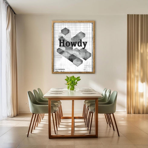 Posterizer 1 pcs-Howdy-fun retro greetings poster-mosaic pattern 2-Western Art-Typography Art-Decor for Game Room or Man Cave- unframed wall art...