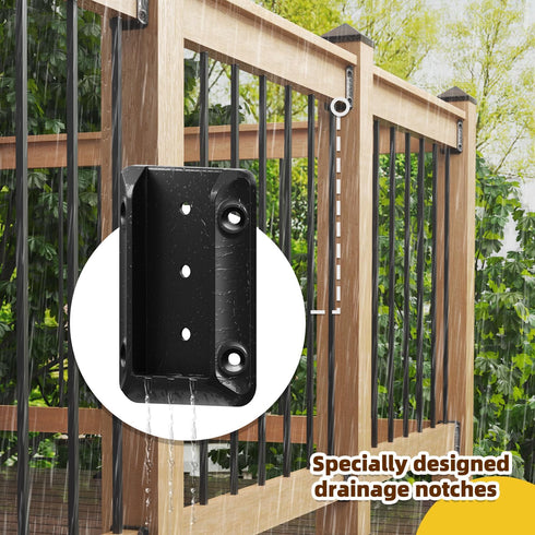 4pcs Deck Railing Bracket Connectors for 2”×4“ (1.5" × 3.5”) Deck Railing Wood Post, Railing Bracket for Wood Stair Fence Railings Handrail with C...