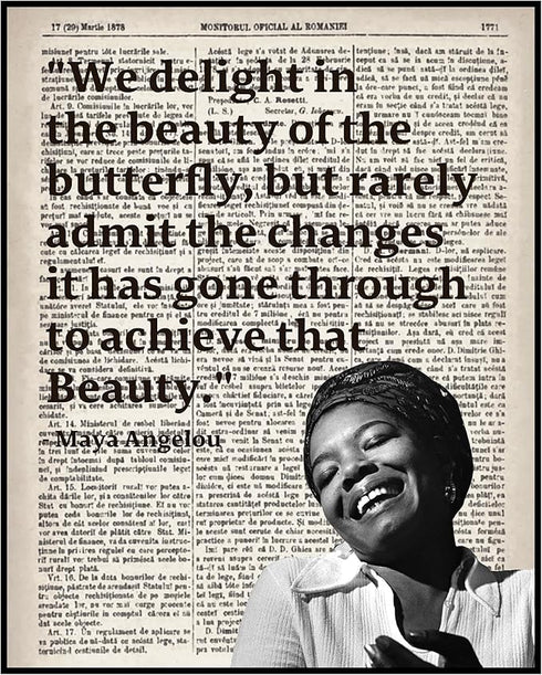 Posterizer 1 pcs-We Delight in the Beauty-Maya Angelou-Quotes-Afro-American Art Collection- Living Room Bedroom Decor- unframed wall art...