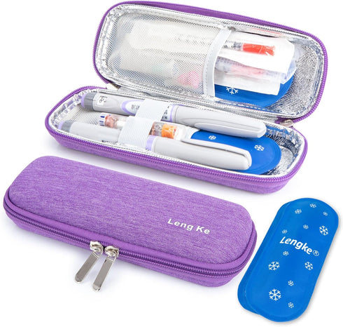 Insulin Cooler Travel Case - Upgraded EVA Diabetes Travel Case with 2 TSA Approved Ice Packs, Waterproof Medicine Travel Case for Insulin Pen and ...
