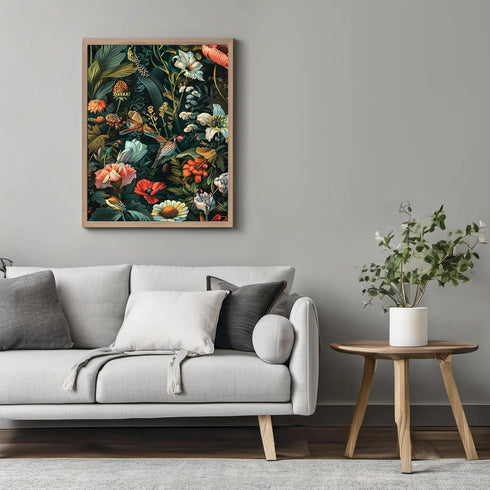 Posterizer 1 pcs-wild nature scene with birds and flowers-Floral & Botanical Art-Abstract & Modern Art-Decor for Home & Office- UNFRAMED Wall Art...