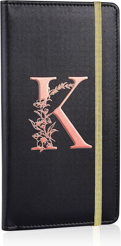 MHJY Checkbook Covers for Personal Checkbook, RFID Blocking Checkbook Holder Alphabet Checkbook Cover for Duplicate Checks, Black K...