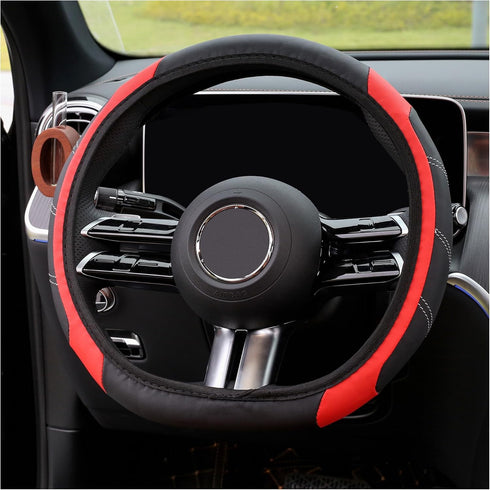 Car Steering Wheel Cover for Women/Men,Leather Steering Wheel Cover Car Decor Fit for 15" Steering Wheel,Universal Anti-Slip Car Wheel Cover Steer...