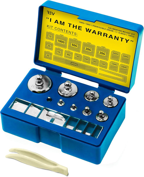 19 pcs Calibration Weight Set 100g – 10mg With Tweezers And Presentation Box For Accurate Precision Balancing Of Digital, Jewellery, Diamond, Pock...