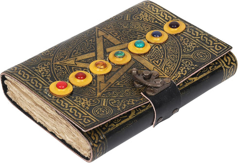 Star and Stone Embossed Antique Handmade Vintage Leather Deckle Edge Paper Journal for Men & Women, Daily Notebook Diary, Writing Pad for Artist, ...
