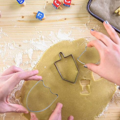 The Dreidel Company Stainless Steel Hanukkah Cookie Cutters, 5 Hanukkah Menorah, Dreidel, Star, Maccabee Shield Shaped Cookie Cutters...