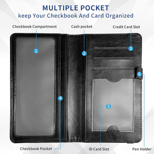 Checkbook Cover - Premium Leather Standard Duplicate Register Check Card Book Holder Wallet with RFID Blocking Function for Men and Women,Palm Tre...